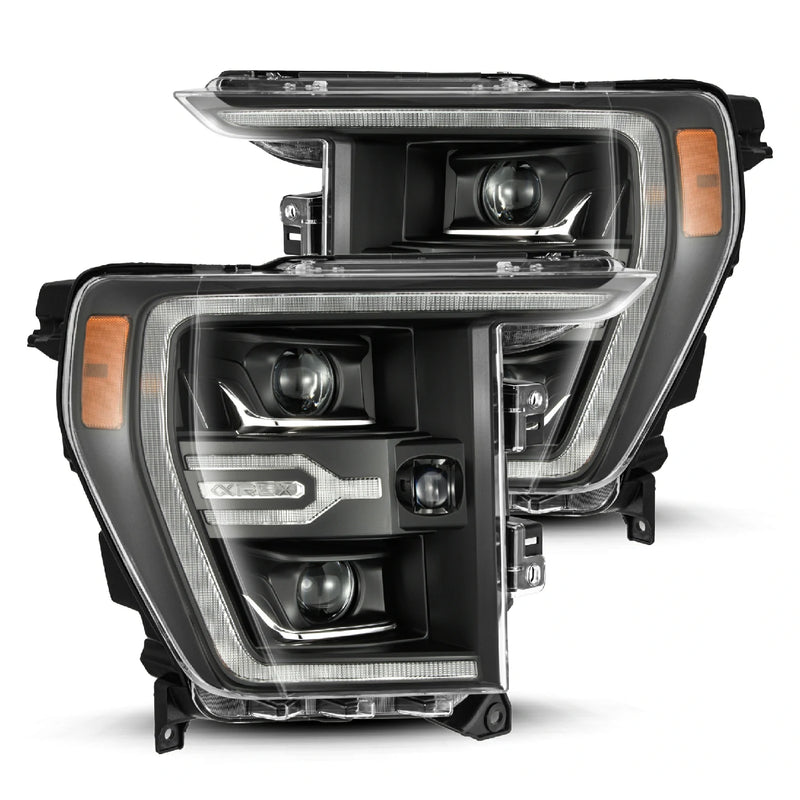AlphaRex 21-22 Ford F150 LUXX-Series LED Projector Headlights Black