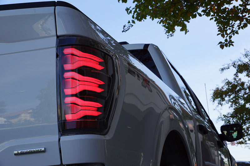 AlphaRex 21-22 Ford F150 LUXX-Series LED Tail Lights Black-Red