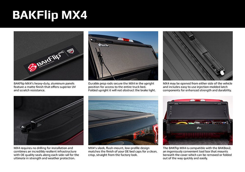 BAKFlip MX4 Hard Folding Tonneau Cover - 5.5' Bed Length - NEO Garage