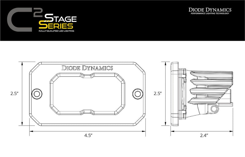 Diode Dynamics Stage Series C2 Flush Mount LED Lights, Amber SPORT